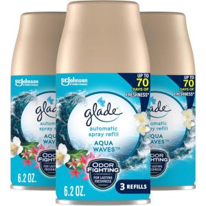 imageGlade Automatic Spray Air Freshener Refill Scented Air Freshener for Home and Bathroom Clean Linen 62 Oz 3 CountAqua Waves