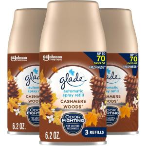 imageGlade Automatic Spray Air Freshener Refill Scented Air Freshener for Home and Bathroom Clean Linen 62 Oz 3 CountCashmere Woods