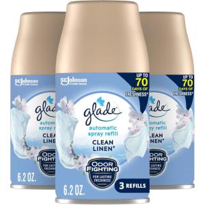 imageGlade Automatic Spray Air Freshener Refill Scented Air Freshener for Home and Bathroom Clean Linen 62 Oz 3 CountClean Linen