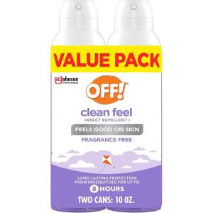 imageOFF Clean Feel Insect Repellent Aerosol with 20 Picaridin Bug Spray with Long Lasting Protection from Mosquitoes Feels Good on Skin 5 oz5 Ounce Pack of 2