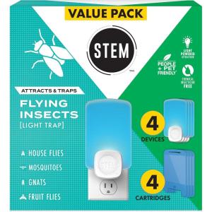 imageSTEM Light Trap Indoor Fruit Fly Trap Effective Insect Control for Home Attracts and Traps Flying Insects Emits Soft Blue Light Starter Kit with 2 PlugIn Devices and 2 Cartridges2 Devices  2 Cartridges Pack of 2