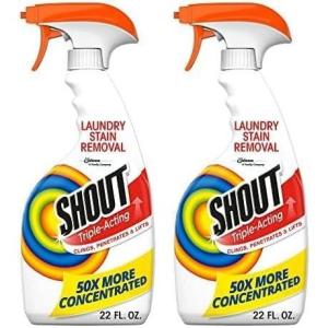 imageShout Active Enzyme Laundry Stain Remover Spray TripleActing Formula Clings Penetrates and Lifts 100 Types of Everyday Stains  Prewash Spray 22oz22 Ounce Pack of 2