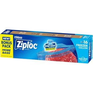 imageZiploc Gallon Food Storage Freezer Bags Stay Open Design with StandUp Bottom Easy to Fill 66 Bags Total16 Count