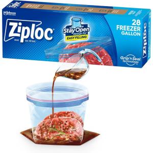 imageZiploc Gallon Food Storage Freezer Bags Stay Open Design with StandUp Bottom Easy to Fill 66 Bags Total28 Count