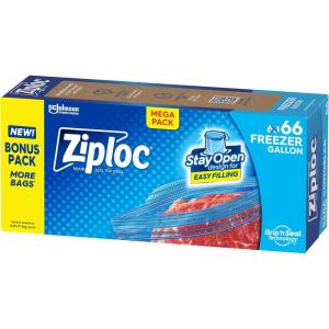 imageZiploc Gallon Food Storage Freezer Bags Stay Open Design with StandUp Bottom Easy to Fill 66 Bags Total66 Count