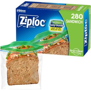 imageZiploc Sandwich and Snack Bags with EasyGuide Texture Plastic Storage Bags with Grip n Seal Technology 105 Bags Total280 Count