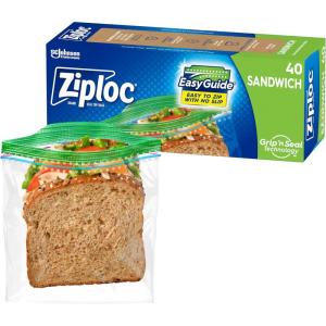 imageZiploc Sandwich and Snack Bags with EasyGuide Texture Plastic Storage Bags with Grip n Seal Technology 105 Bags Total40 Count