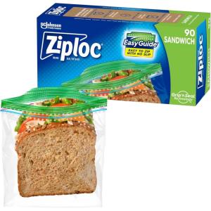 imageZiploc Sandwich and Snack Bags with EasyGuide Texture Plastic Storage Bags with Grip n Seal Technology 105 Bags Total90 Count