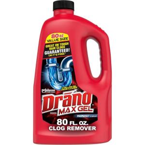 imageDrano Max Gel Drain Clog Remover and Cleaner for Shower or Sink Drains Unclogs and Removes Hair Soap Scum and Blockages 80 Oz Pack of 280 Fl Oz Pack of 1