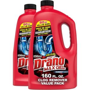 imageDrano Max Gel Drain Clog Remover and Cleaner for Shower or Sink Drains Unclogs and Removes Hair Soap Scum and Blockages 80 Oz Pack of 280 Fl Oz Pack of 2