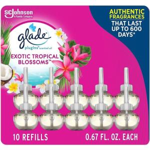 imageGlade PlugIns Refills Air Freshener Scented and Essential Oils for Home and Bathroom Cashmere Woods 67 Fl Oz 10 Count Packaging May VaryExotic Tropical Blossoms