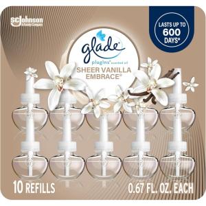 imageGlade PlugIns Refills Air Freshener Scented and Essential Oils for Home and Bathroom Cashmere Woods 67 Fl Oz 10 Count Packaging May VarySheer Vanilla Embrace