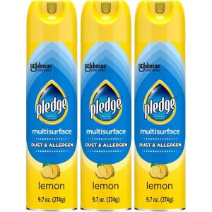 imagePledge Dust ampamp Allergen Multisurface Cleaner Aerosol Spray Lemon Scent 97oz Pack of 397 Ounce Pack of 3