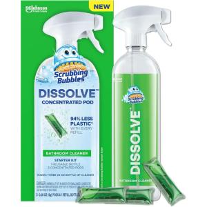 imageScrubbing Bubbles Dissolve Concentrated Pod Bathroom Cleaner  Starter Kit 1 Reusable Bottle 3 Concentrated Dissolvable PodsStarter Kit