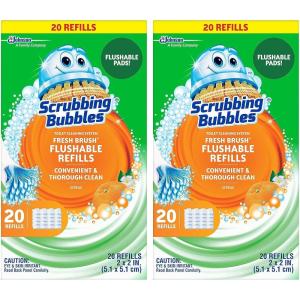 imageScrubbing Bubbles Flushable Toilet Bowl Wand Cleaner Refills Fresh Brush Cleaner Toilet Refill Pads Removes Limescale ampamp Odors Citrus Scent 20 Count Pack of 120 Ounce Pack of 2