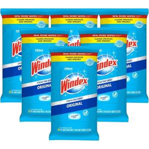 imageWindex Wipes Glass Cleaning Ammonia Free PreMoistened Glass and Surface Wipes to Clean Home Surfaces Household Essentials Original Scent 38 Count Pack of 638 Count Pack of 6