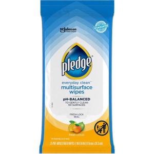 imagePledge Multisurface Cleaning Wipes pH Balanced Fresh Citrus 25 Count25 Count Pack of 6