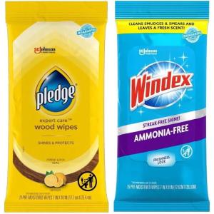 image:imagePledge Expert Care Wood Wipes amp Windex Glass Cleaning Wipes Bundle 24ct Lemon Scent Wood Wipes amp 38ct Original Glass Wipes for Surface Cleaning24 Count  25 Count Bundle