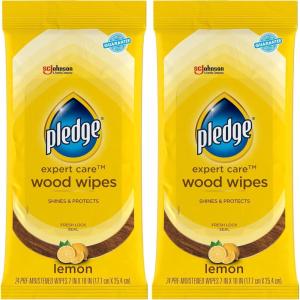 image:imagePledge Expert Care Wood Wipes amp Windex Glass Cleaning Wipes Bundle 24ct Lemon Scent Wood Wipes amp 38ct Original Glass Wipes for Surface Cleaning24 Count Pack of 2