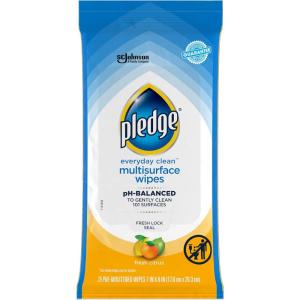 image:imagePledge Multisurface Cleaning Wipes pH Balanced Fresh Citrus 25 Count Pack of 4 100 Total Wipes25 Count Pack of 1