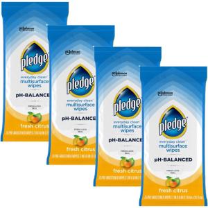 image:imagePledge Multisurface Cleaning Wipes pH Balanced Fresh Citrus 25 Count Pack of 4 100 Total Wipes25 Count Pack of 4