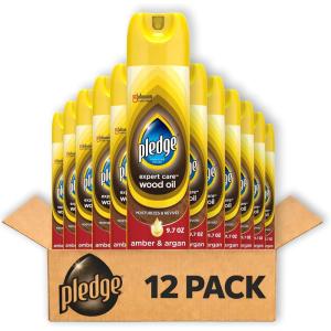 image:imagePledge Moisturizing Wood Oil Furniture Reviving amp Protecting Conditioner and Dusting Spray for Wood Sealed Leather amp Laminate Made with Mineral Oils Amber amp Argan Scent 97 oz Pack of 12